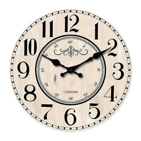 vintage Wall Clock 16 Inch French Country Wall Clocks Battery Operated Silent Non-Ticking Wooden Wall Clock for Kitchen Bedroom Living Room