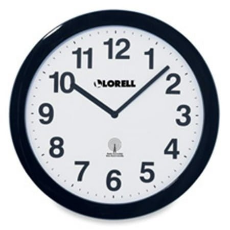 Wall Clock- 12in.- Arabic Numerals- White Dial-Black Frame