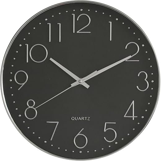 Wall Clock, Modern Wall Clock 12 Inch Silent Non-Ticking, Wall Clocks Battery Operated, Large Wall Clocks Round Easy to Read, Simple Style Decor Clock for Living Room, Office (Black)