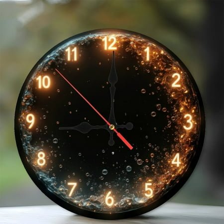 Waterproof Vintage Wall Clock with LED Lights 10-Inch Silent Wooden Wall Clock, Battery Operated (AA Batteries Not Included), Artistic Home Decor