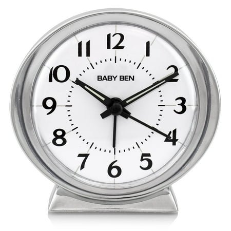 Westclox Classic Baby Ben Alarm Clock for Heavy Sleepers - Authentic 1964 Design, Loud High-Volume White Alarm Clock, Battery Operated, Metal Bezel