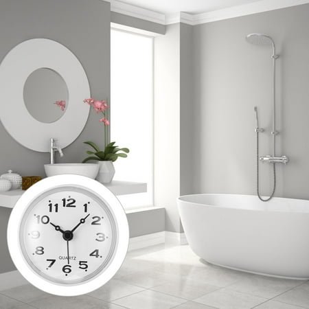 WHAMVOX Hanging Clock Bath for Bathroom Small Wall Mounted White Silent Travel