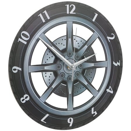 Wheel Wall Clock Retro Decor Home Decor Supplies 3D Wheel Clock Silent Clock Vintage Hanging Clock 3D Car Wheel Clock