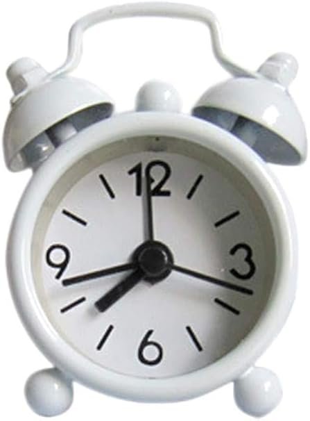 White Classic Analog Alarm Clock Home Decoration,Cute Small Metal Alarm Clock,Cool Creative Alarm Clock,Halloween Thanksgiving,Alarm Clocks Home Décor Products 2.4 x 0.7 x 1.6 inches