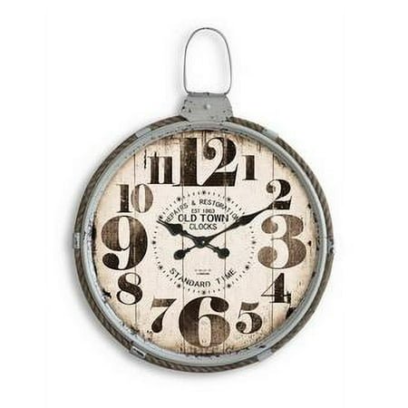 White Rope Wall Clock w/Rustic Ring Accent 21x27