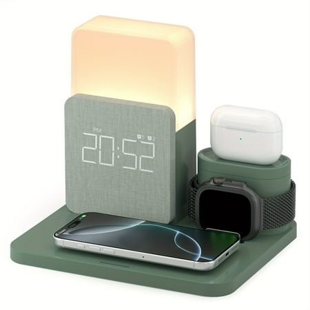 Wireless Charging Station, 3 in 1 Charging Station Alarm Clock with Wireless Charger for iPhone 12/13/14/15 Pro/13 Mini/13 Pro Max/12 pro for airpods