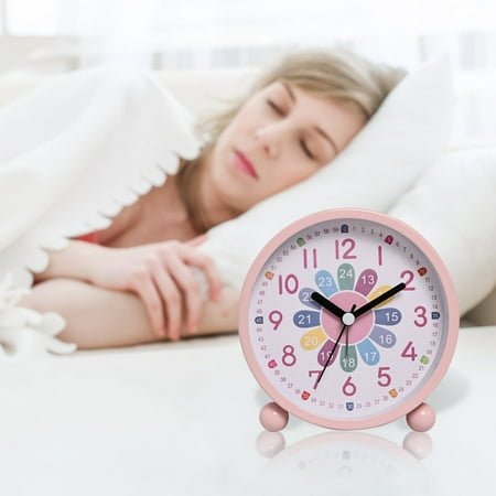 WNFJR Small Battery Operated Analog Travel Alarm Clock Silent No Ticking, Lighted on Demand and Snooze, Beep Sounds, Gentle Wake, Ascending Alarm, Easy Set