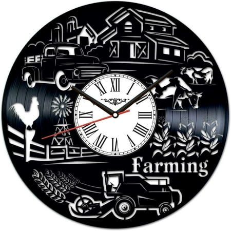 YanGxx Farming Vinyl Record Wall Clock Retro style Wall clock Silent Home Decor Unique Art Special Home Accessories Creative Personality Gift