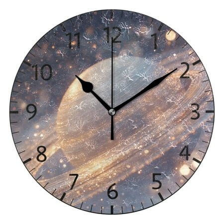 YAZAOO Decorative Wall Clock Size：25cm Saturn's Glow Design Pattern Clock