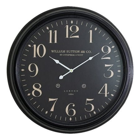 Yosemite Circular Iron Wall Clock Black with Distressed Iron Frame