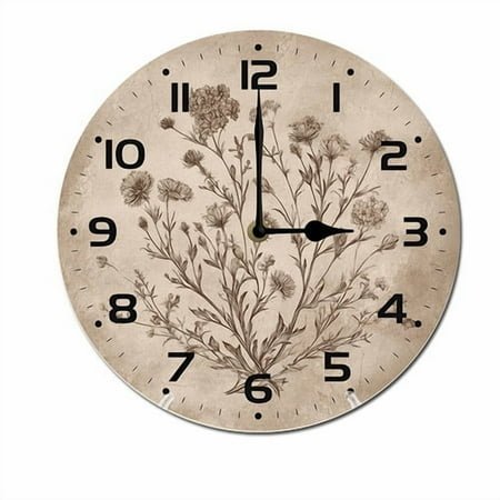 ZXCXRQFa Herbs Botanical Wall Clock Silent 10 Inch Battery Operated Non Ticking Round Decorative Wood Quiet Clocks for Bedroom Office School Home
