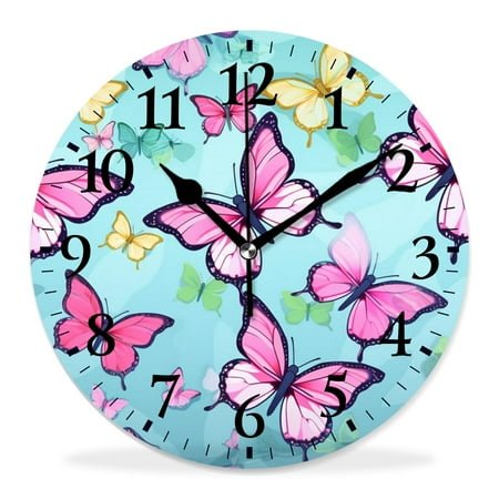 10 Inch Wall Clock Battery Operated Silent Clock Decorative for Office, Kitchen, Outdoor, Living RoomButterfly Exquisite