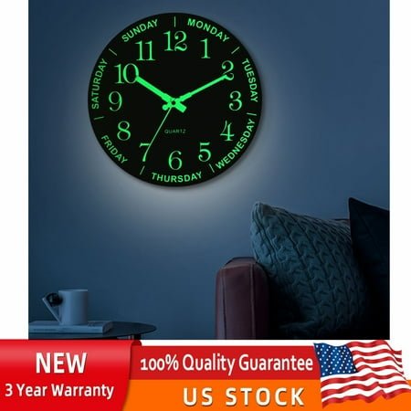 12 Large Luminous Wall Clocks Glow In The Dark Silent Digital Clock Home Decor