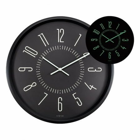 13.5 NeXtime Glow-in-the-Dark Black Wall Clock