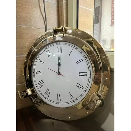 15 Shiny Brass Marine Brass Ship Porthole Clock Analog Clock Nautical Wall Item