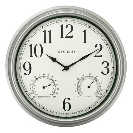 16 INDOOR/OUTDOOR WALL CLOCK, SILVER FINISH