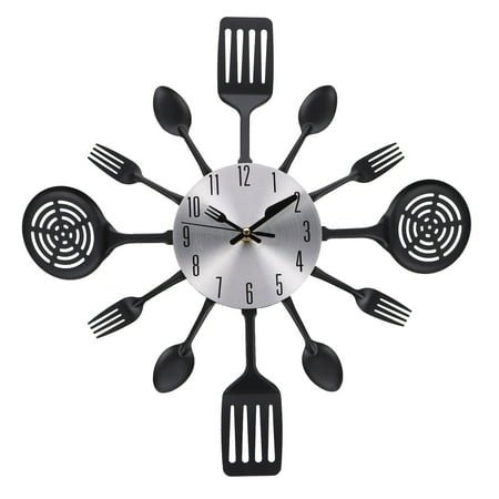 1Pc Creative Wall Hanging Clock Kitchen Cutlery Wall Clock with Forks and Spoons