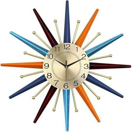 22 Inch Mid-Century Style Metal Crystal Wall Clock, Star-Shaped Silent Decorative Wall Clock, Suitable for Room Porch Office$$Home Decor, Kitchen, & Other