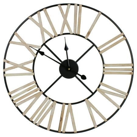24 Roman Numeral Round Wall Clock with Metal Frame