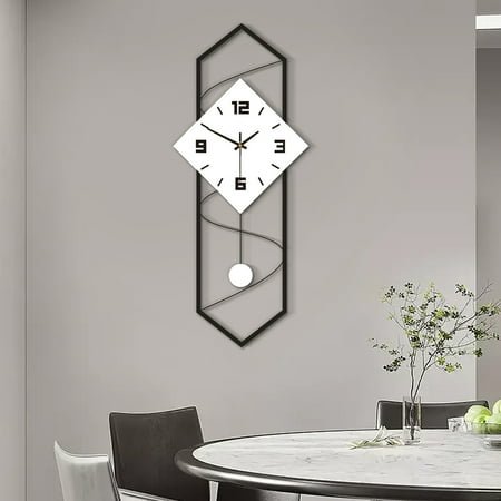 27.5 Modern Metal Wall Clock – Silent, Black & White, Iron Frame with Solid Wood Dial, Stylish Home Decor for Kitchen, Living Room, Office