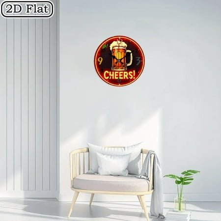 2D flat 1pc,Vintage Beer Neon_ wood wall clock Home&Seasonal Decoration, For Yard, Mall, Garage, Coffee Shop, Home, Best Gift, for a Friend room decor halloween 10*10inch