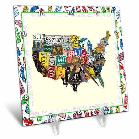 3dRose, License Plate Game, 6x6 Desk Clock