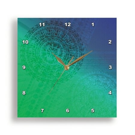 3dRose, Prosperity – Chakra Meditation Medallion – Green Blue Indigo, 15x15 Wall Clock