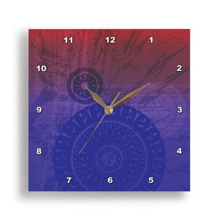 3dRose, Wisdom – Chakra Meditation Medallion – Indigo Violet Red, 15x15 Wall Clock