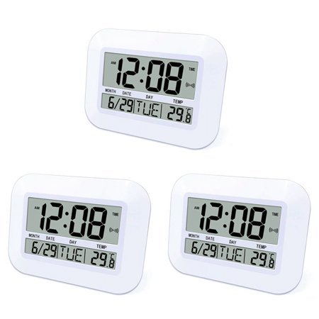 3X Digital Wall Clock Battery Operated Simple Temperature Calendar Date Day for Home Office