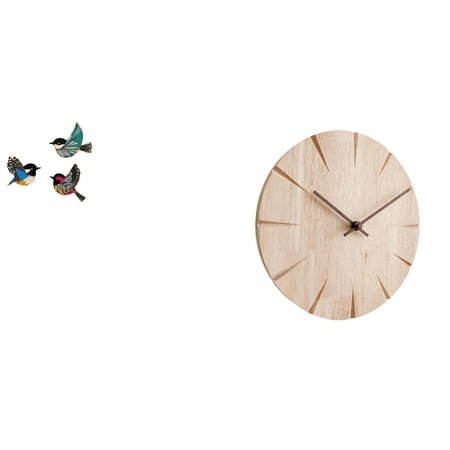 4 Set Wooden Bird Wall Art Flying Birds Solid Wood Clock Silent Function for Garden Bedroom Restaurant