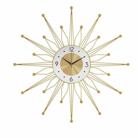 50CM Large 3D Metal Art Sunburst Clock Mid Century Wall Clock Vintage Silent Quartz Clock Home Decor