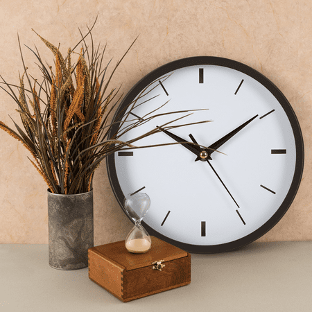 8-Inch Stainless Steel Wall Clock – Silent Battery-Operated Brushed Metal Finish, Black Dial for Modern Living Room, Bedroom, Office