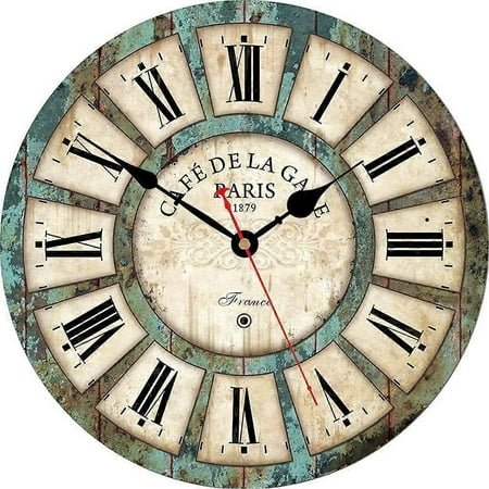 8 Inch Vintage Wall Clock Silent Battery Operated Rustic Wooden Clock with Roman Numerals for Farmhouse and Office Decor