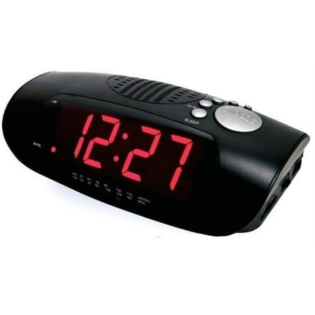 9 in. LED Clock Radio with USB Charging of Smart Phone