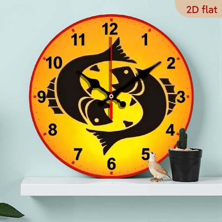 A 10-inch 2D flat Pisces Shadow themed wooden silent wall clock is an excellent choice for Halloween/Easter/Christmas gifts and is suitable for modern home decoration art.