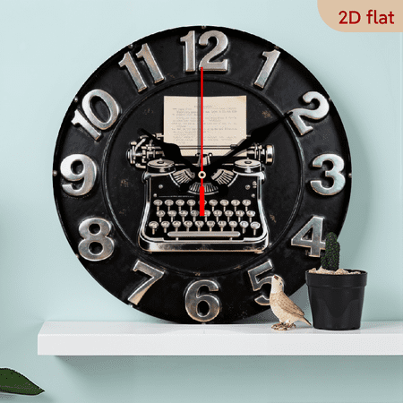 A 10-inch 2D flat retro telegraph machine themed wooden circular wall clock, suitable for decoration in bedrooms, living rooms, and offices. It is an ideal gift for Christmas and New Year.