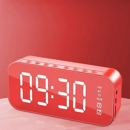 A18 Bluetooth Speaker Alarm Clock Mirror Display 5W 1200mAh 6hr Play Time TF Card AUX FM Radio Portable 4.7x2.7x1.6in Multiple Playback 10m Range Gift for Home Office