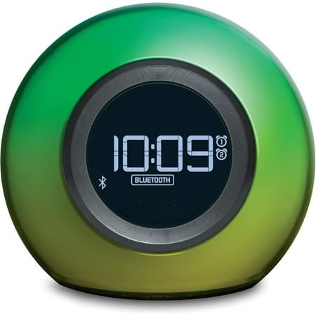 Alarm Clock Radio with Bluetooth Speaker and Color Changing Lamp, USB Charging, and Speakerphone for Home, Office, or Dorm (IBT29BX6)