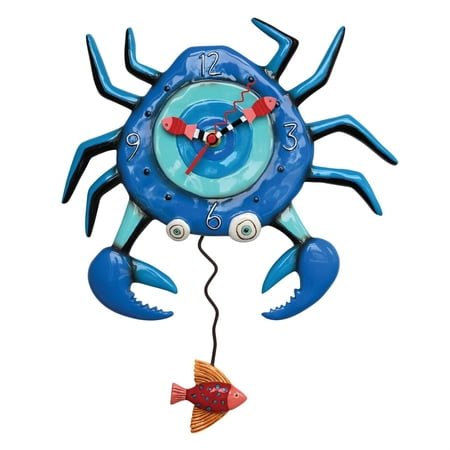 Allen Designs P1654 Blue Crab Pendulum Wall Clock 14.25