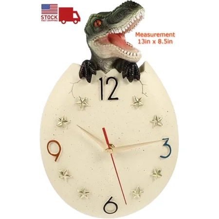 Amar Tool Kids Wall Clock,Dinosaur Egg Wall Clocks for Living Room Bedroom Kids Room Decor