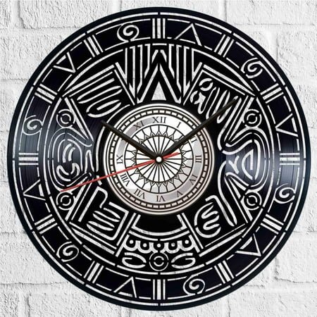 Amblelife Mayan Calendar Vinyl Record Wall Clock Retro style Wall clock Silent Home Decor Unique Art Special Home Accessories Creative Personality Gift