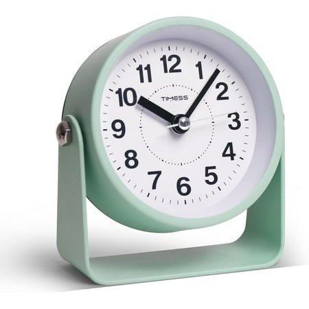 Analog Alarm Clock, Silent Non-Ticking Quartz Movement, Battery-Operated with Snooze & On-Demand Light, Easy to Set Gentle Wake Bedside Desk Clock, Ideal for Home, Travel, Office