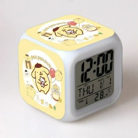 Anime Cartoon Sanrio Kuromi Alarm Clock Creative LED Cube with Colorful Light Display Time Week Month