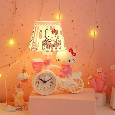 Anime Cinnamoroll Hello Kitty Night Lights Kawaii Sanrio Cute Decoration Bedroom Sleep Light with Alarm Clock Desk Gift