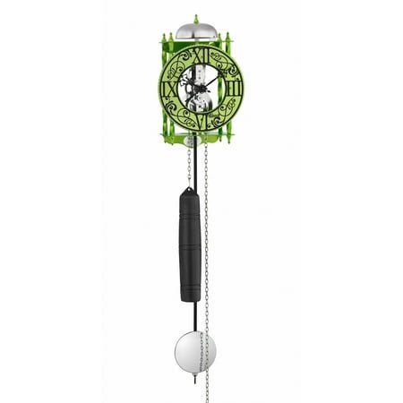 Antique Wrought Iron Skeleton Pendulum Wall Clock Green with Cast Circle