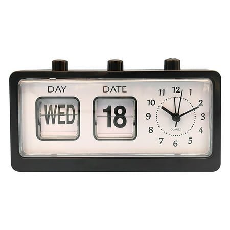 AOOOWER Classical Manual Flipped Calendar Display Mechanical Desktop Alarm Clock Decors