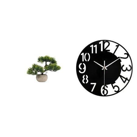 Artificial Bonsai Tree Acrylic Wall Clock Large Silent Centerpiece for Office Hotel Bedroom Kitchen Use