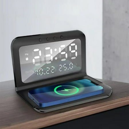 AZXY Wireless Charger,Charging Stand for Phone,Charging Stations,Desk Adjustable Magnetic Fast Charger Compatible for Phone Apple Android Iphone Samsung Devices,Smart Alarm Clock With Charger