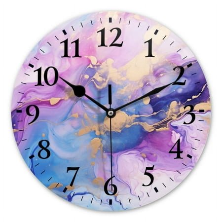 Battery Operated Analog Wall Clocks Non-Ticking Silent Modern Clock Decorative for Home,Office-Soft And Dreamy Swirling Patterns(10inch)