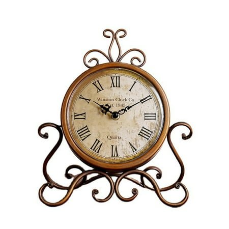 Battery Operated Silent Table Clock Vintage Retro Iron Ornament Home Decoration
